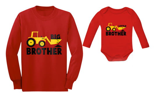 Tractor Big & Little Brothers Matching Long Sleeve Shirts